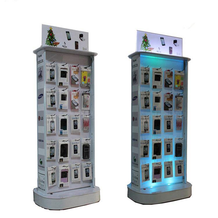 China Popular Backlight White Metal Display Stand For Mobile Accessories Manufacturer and Supplier China Popular Backlight White Metal Display Stand For Mobile Accessories Manufacturer and Supplier